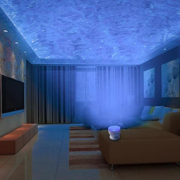 Abajur Projetor de Ondas: Som Bluetooth e Luz Noturna