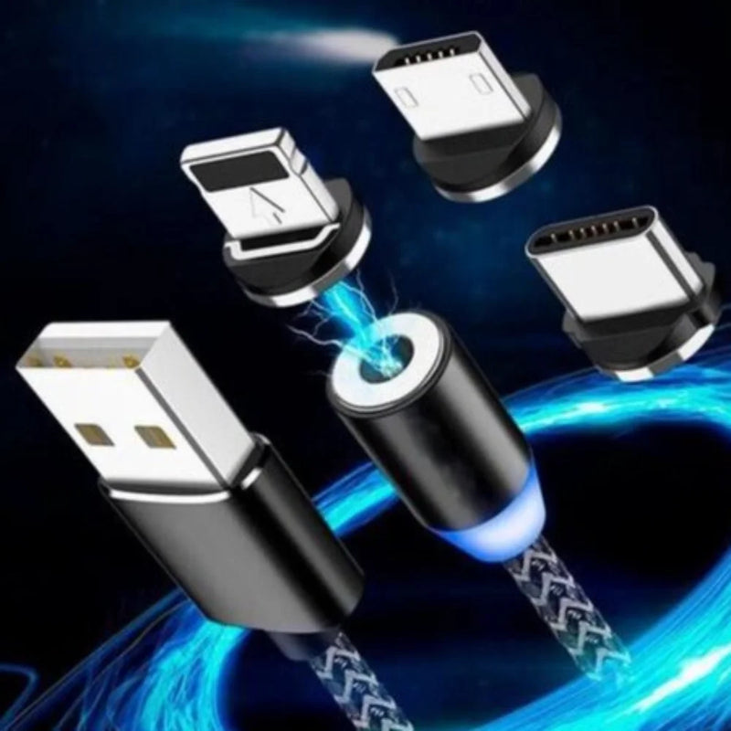 Cabo USB Magnético 3 em 1 Universal