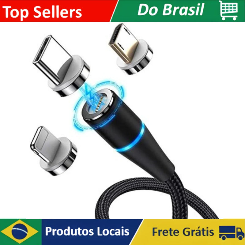 Cabo USB Magnético 3 em 1 Universal