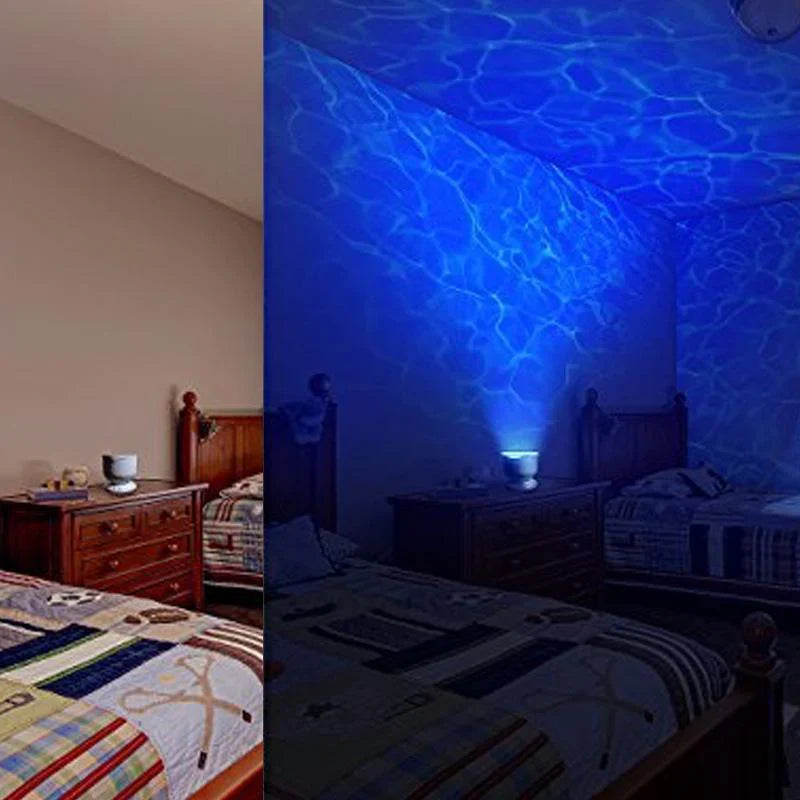 Abajur Projetor de Ondas: Som Bluetooth e Luz Noturna
