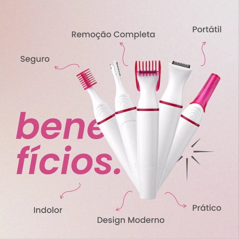 Depilador 5 em 1: Facial, Corporal, Nariz e Mais
